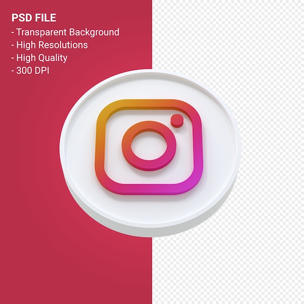 Premium PSD | Instagram logo 3d icon rendering isolated