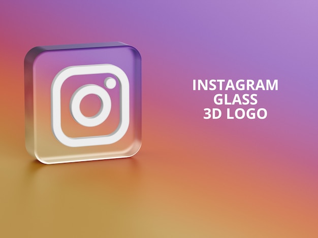 Download Premium PSD | Instagram logo glass 3d mockup