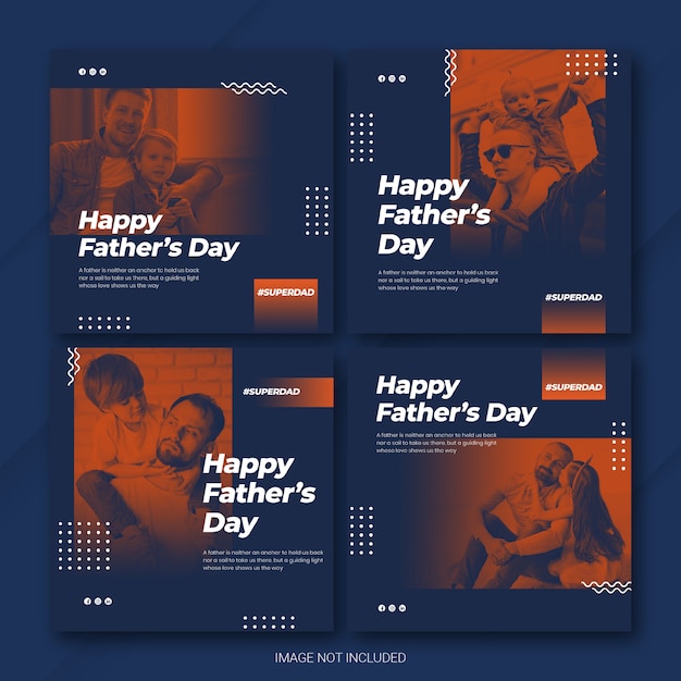 Instagram post bundle father's day template Premium Psd