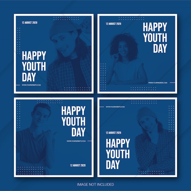 Instagram post bundle for international youth day Premium Psd