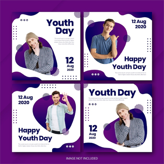 Instagram post bundle for international youth day Premium Psd