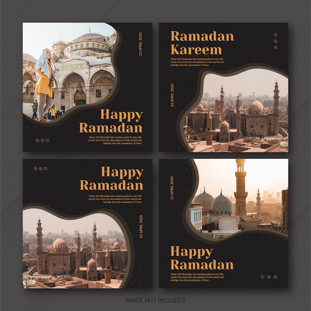 Instagram post bundle ramadan kareem template Premium Psd