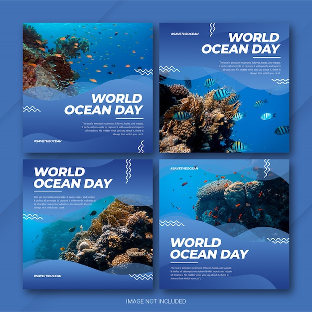Instagram post bundle world oceans day template Premium Psd