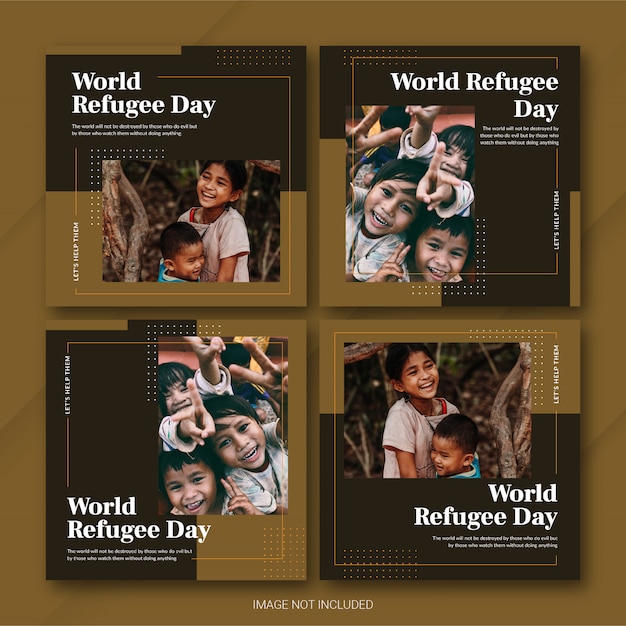 Instagram post bundle world refugee day template Premium Psd