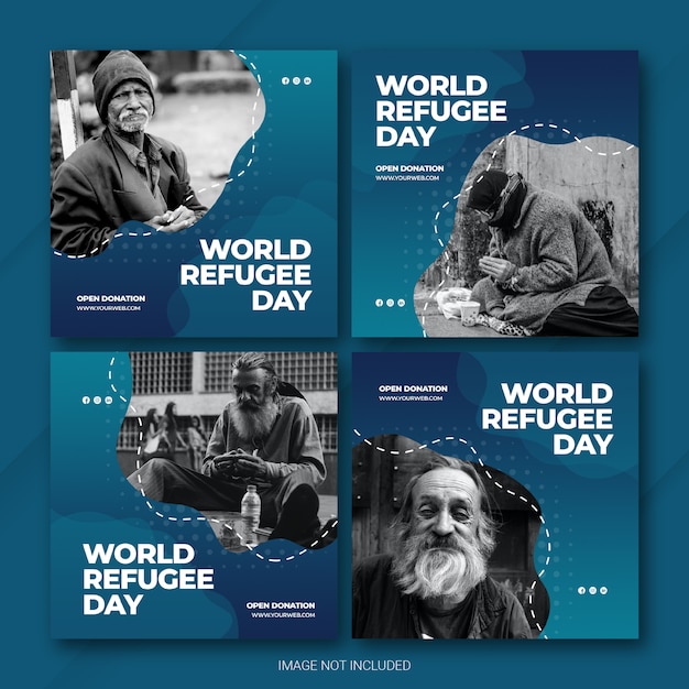 Instagram post bundle world refugee day template Premium Psd