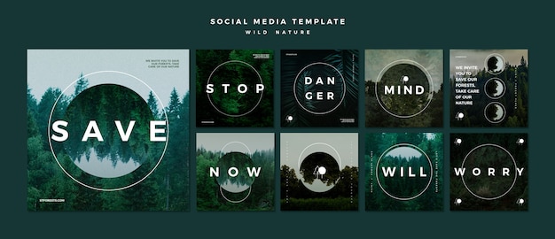 Download Instagram post collection for wild nature | Free PSD File