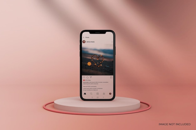 Premium PSD | Instagram post mockup on smartphone