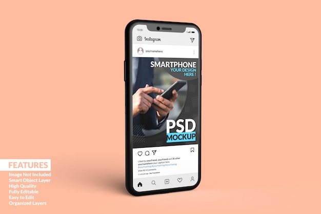 Download Premium PSD | Instagram post template on mobile phone ...