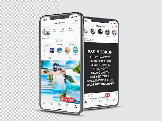 Download Premium PSD | Instagram post template for profile and feed stories on smartphone. perspective ...