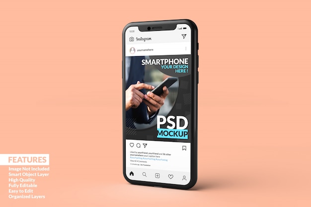 Instagram post template on smartphone mock ups premium Premium Psd