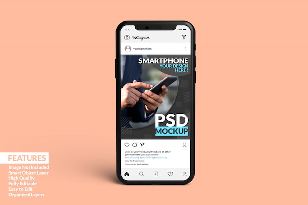 Download Instagram post template on smartphone mockup premium | Premium PSD File