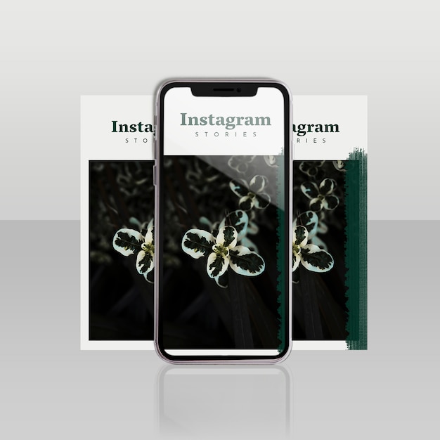 Download Instagram post template with smartphone and floral concept ...