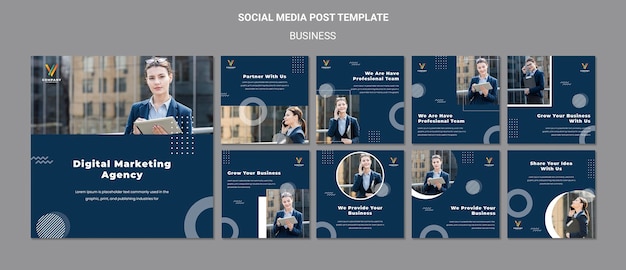 Instagram posts collection for digital marketing agency Premium Psd