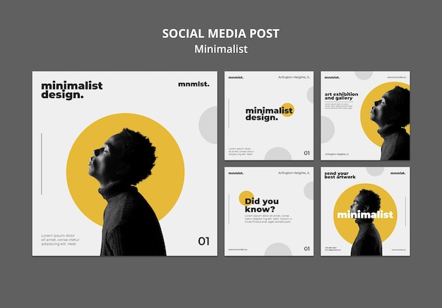 Free PSD | Instagram posts collection in minimal style for art gallery ...