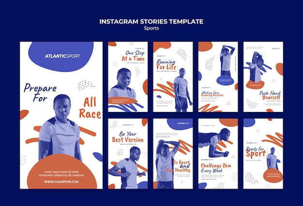 Premium PSD | Instagram stories collection for sports with male athlete