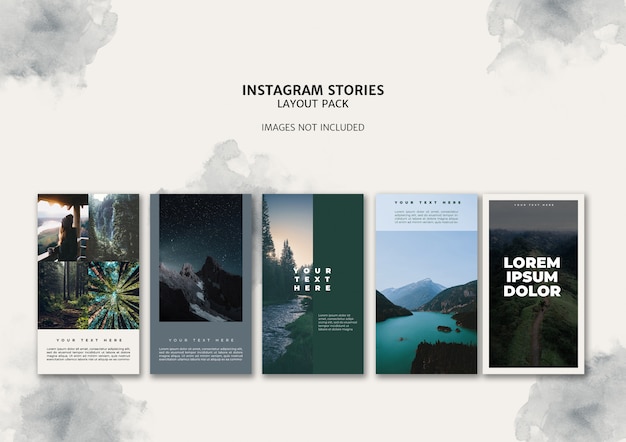 Instagramストーリーのレイアウトテンプレートパック 無料のpsdファイル