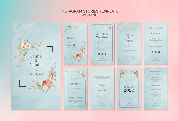 Instagram stories template wedding invitation Free Psd