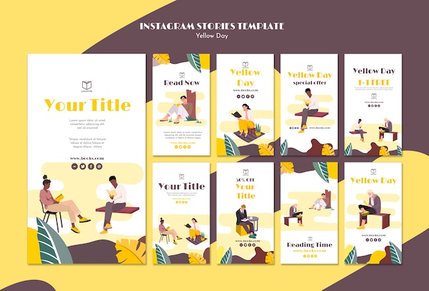 Download Free Psd Instagram Stories With Yellow Day Theme PSD Mockup Templates