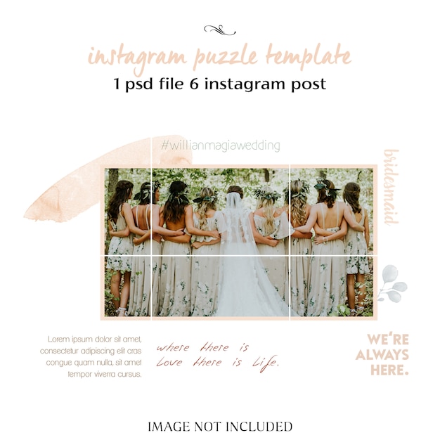 ロマンチックな結婚式instagramのコラージュテンプレート プレミアムpsdファイル