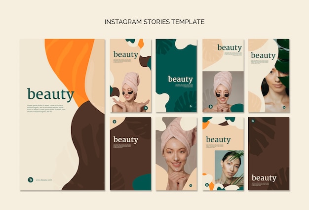 Коллекция шаблонов историй красоты instagram Бесплатные Psd