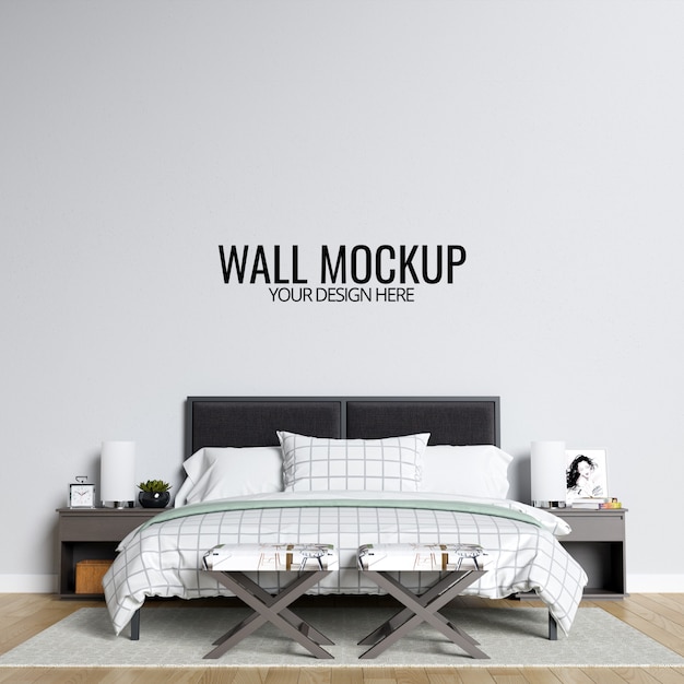 Download Interior bedroom wall mockup background PSD file | Premium ... PSD Mockup Templates