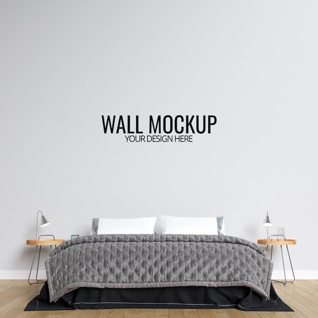 Download Interior bedroom wall mockup background PSD file | Premium Download