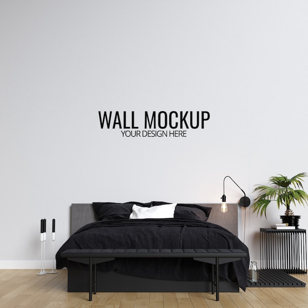 Download Interior bedroom wall mockup background PSD file | Premium ...