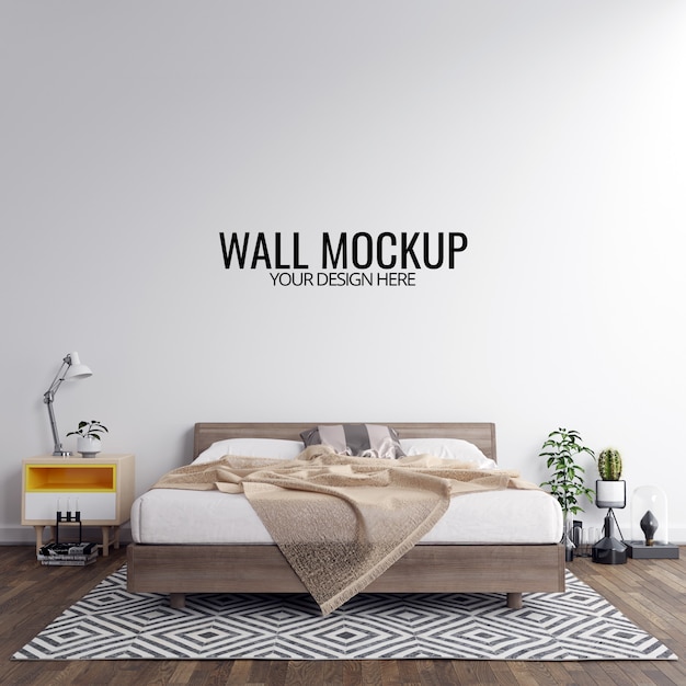 Download Interior bedroom wall mockup background | Premium PSD File