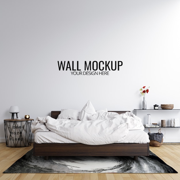 Download Interior bedroom wall mockup background | Premium PSD File
