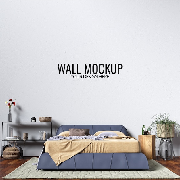 Download Premium PSD | Interior bedroom wall mockup