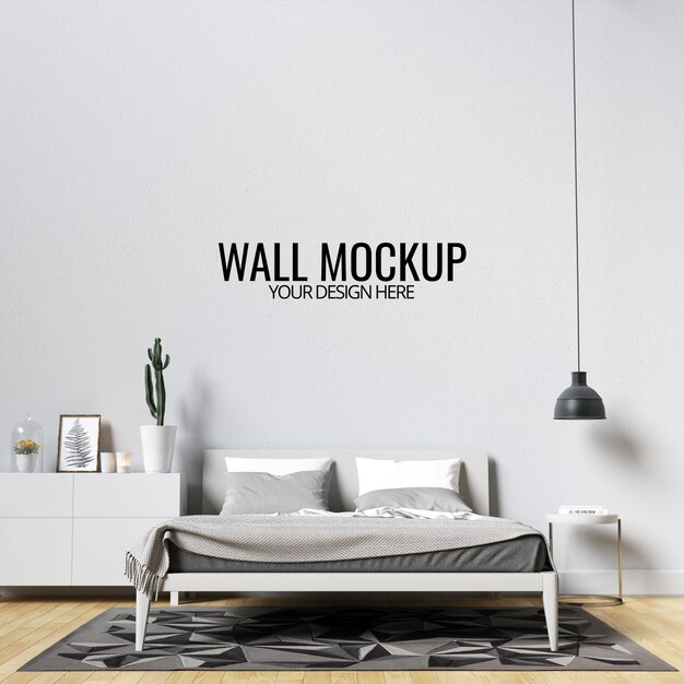 Download Interior bedroom wall mockup PSD file | Premium Download