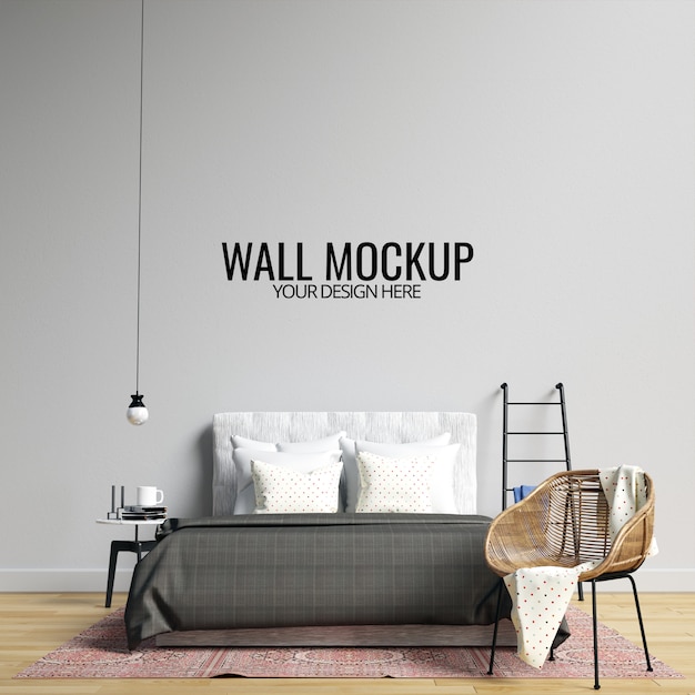 Download Interior bedroom wall mockup PSD file | Premium Download