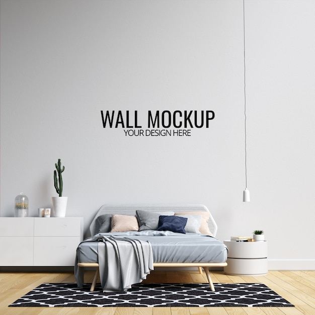 Download Interior bedroom wall mockup PSD file | Premium Download
