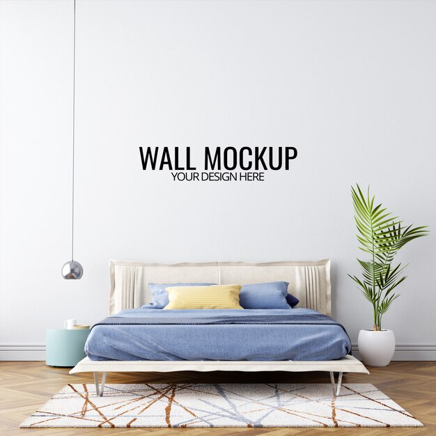 Download Premium PSD | Interior bedroom wall mockup