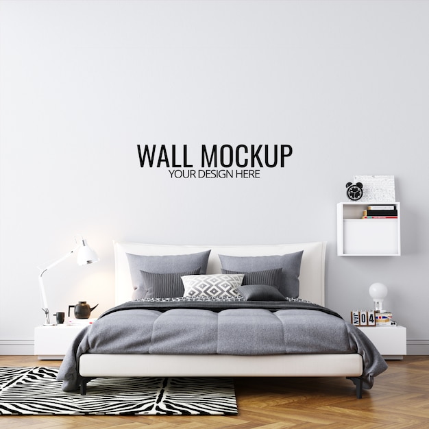 Download Interior bedroom wall mockup | Premium PSD File