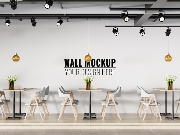 Premium PSD | Interior cafe wall mockup 3d rendering 3d illustration