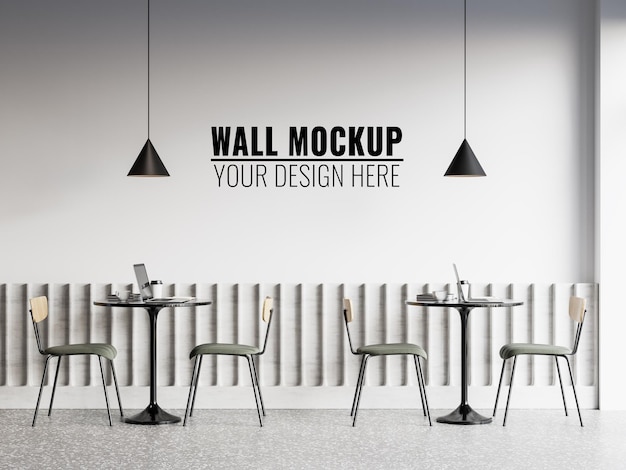 Premium PSD | Interior cafe wall mockup 3d rendering 3d illustration