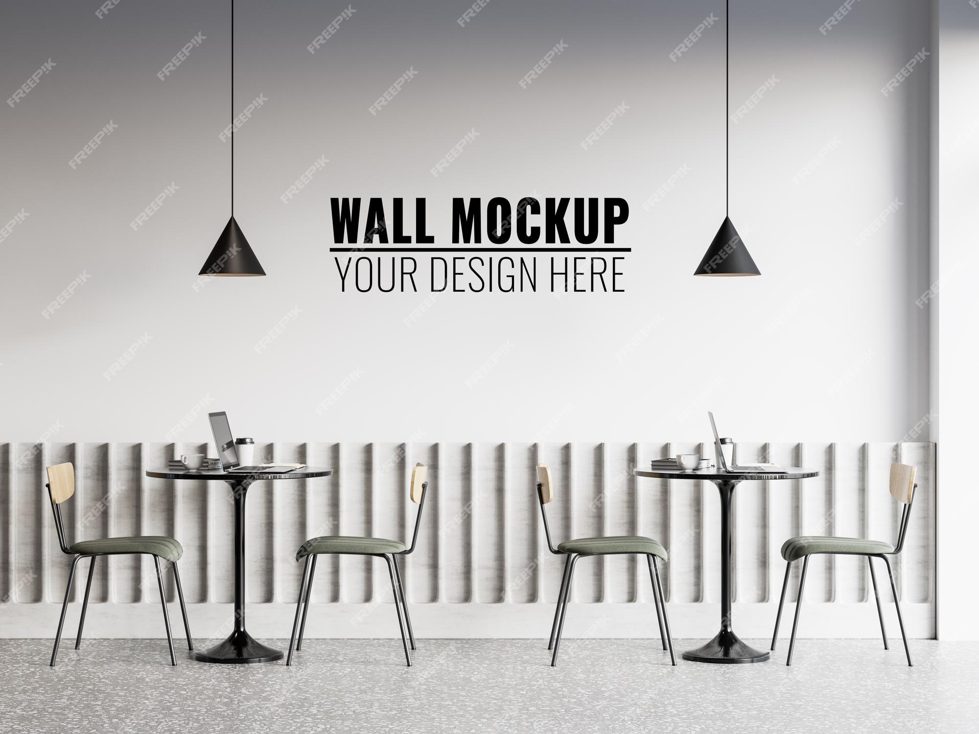 Premium PSD | Interior cafe wall mockup 3d rendering 3d illustration