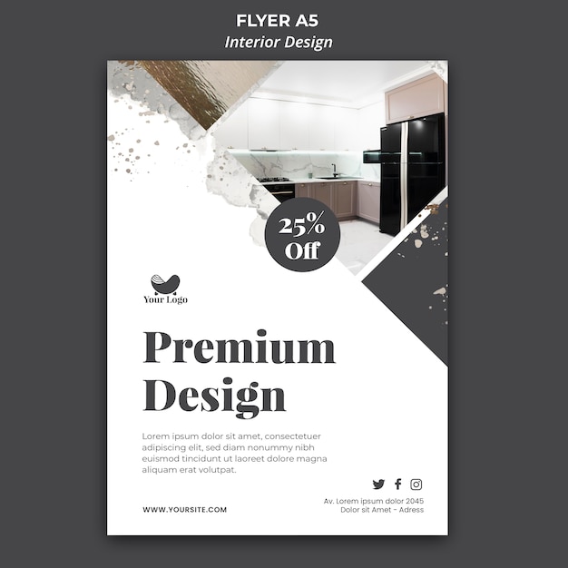 Free PSD | Interior design flyer template