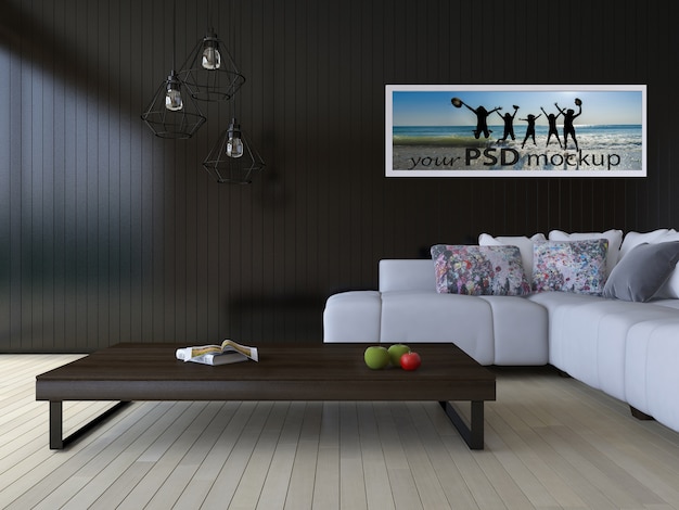 Interior design mockup with modern living room | Premium PSD File