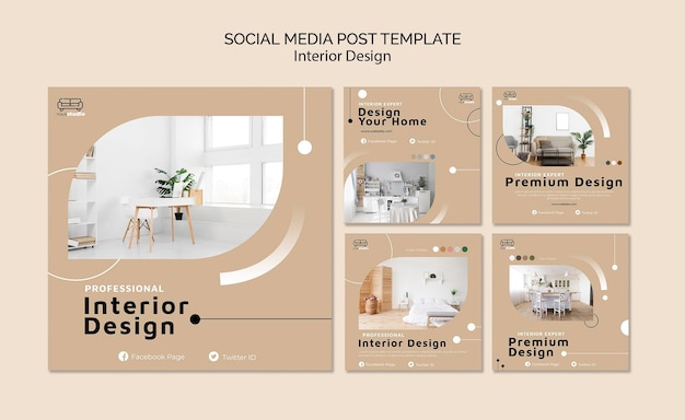 Free PSD | Interior design social media post template