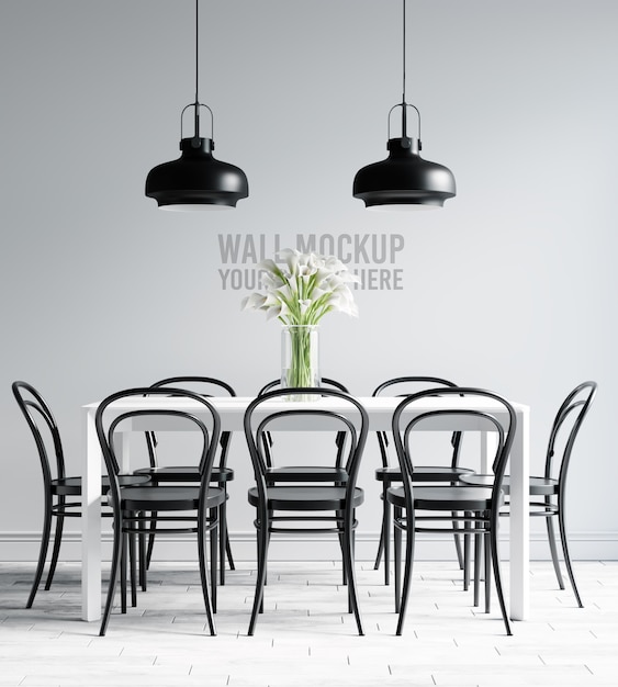 Download Free PSD | Interior dining room wallpaper mockup