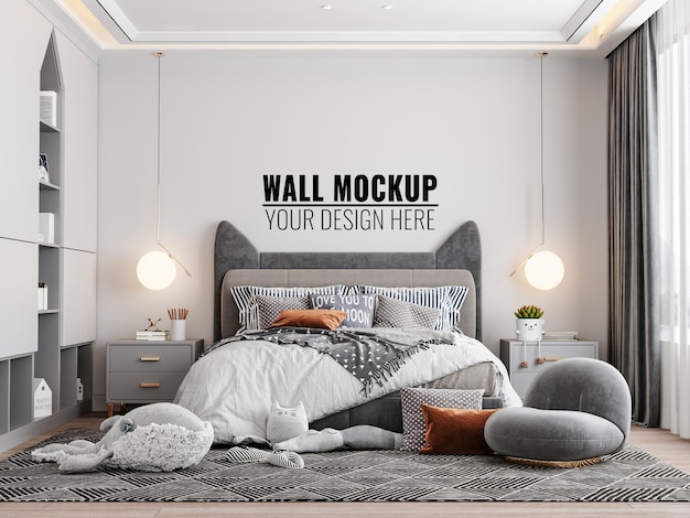 Free Psd Interior Kids Bedroom Wall Mockup