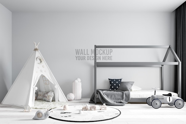 Download Interior kids bedroom wall mockup | Premium PSD File