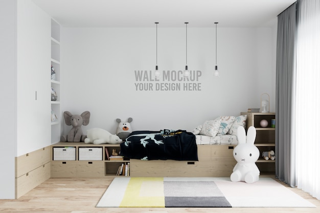 Premium PSD | Interior kids bedroom wall mockup