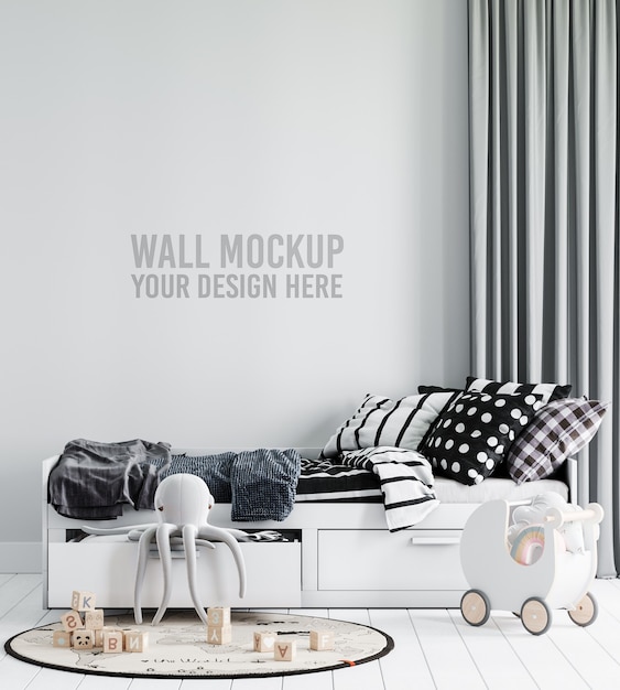 Premium PSD | Interior Kids Room Wallpaper Mockup