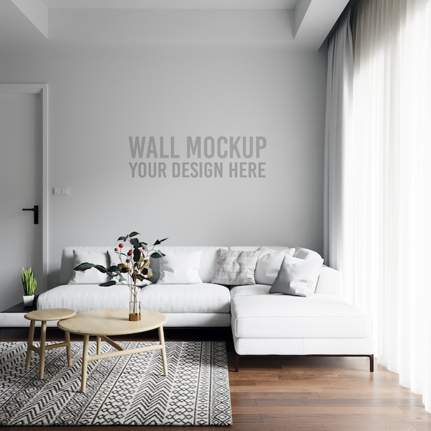 Download Interior living room wall background mockup PSD file | Premium Download