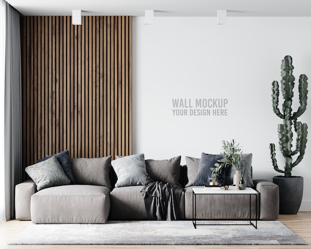 Download Free PSD | Interior living room wall mockup