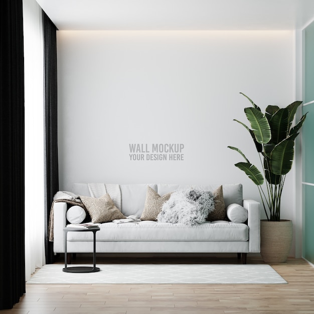 Download Free PSD | Interior living room wall mockup