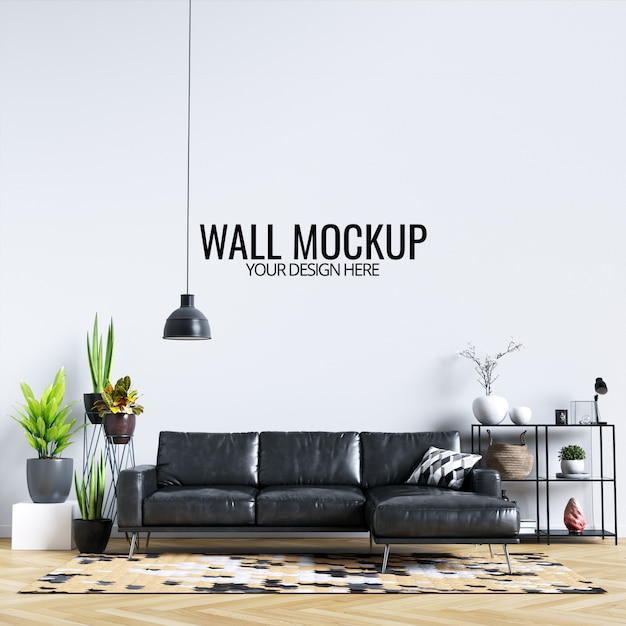 Interior living room wall mockup | Premium PSD File